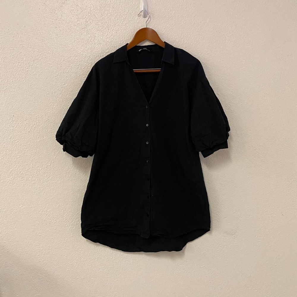 Zara Black Puff Sleeve Shirt